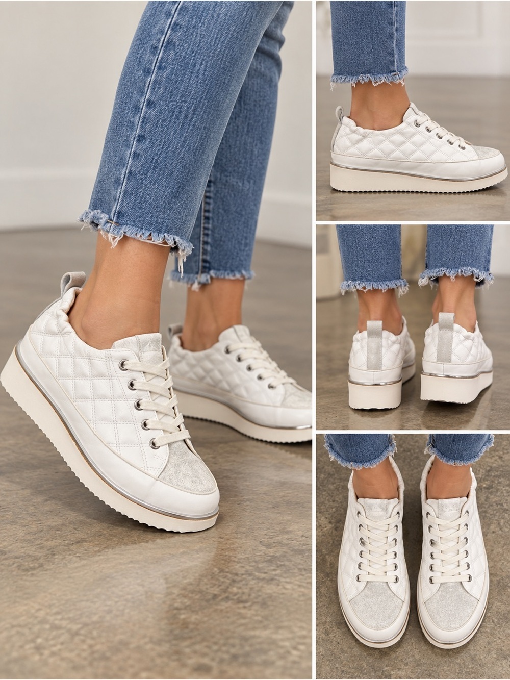 RON WHITE Novella Quilted Demi Wedge Sneakers
